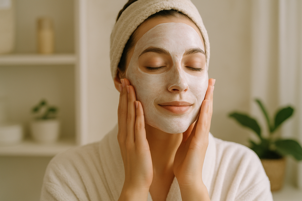 Someone using an instant facial
